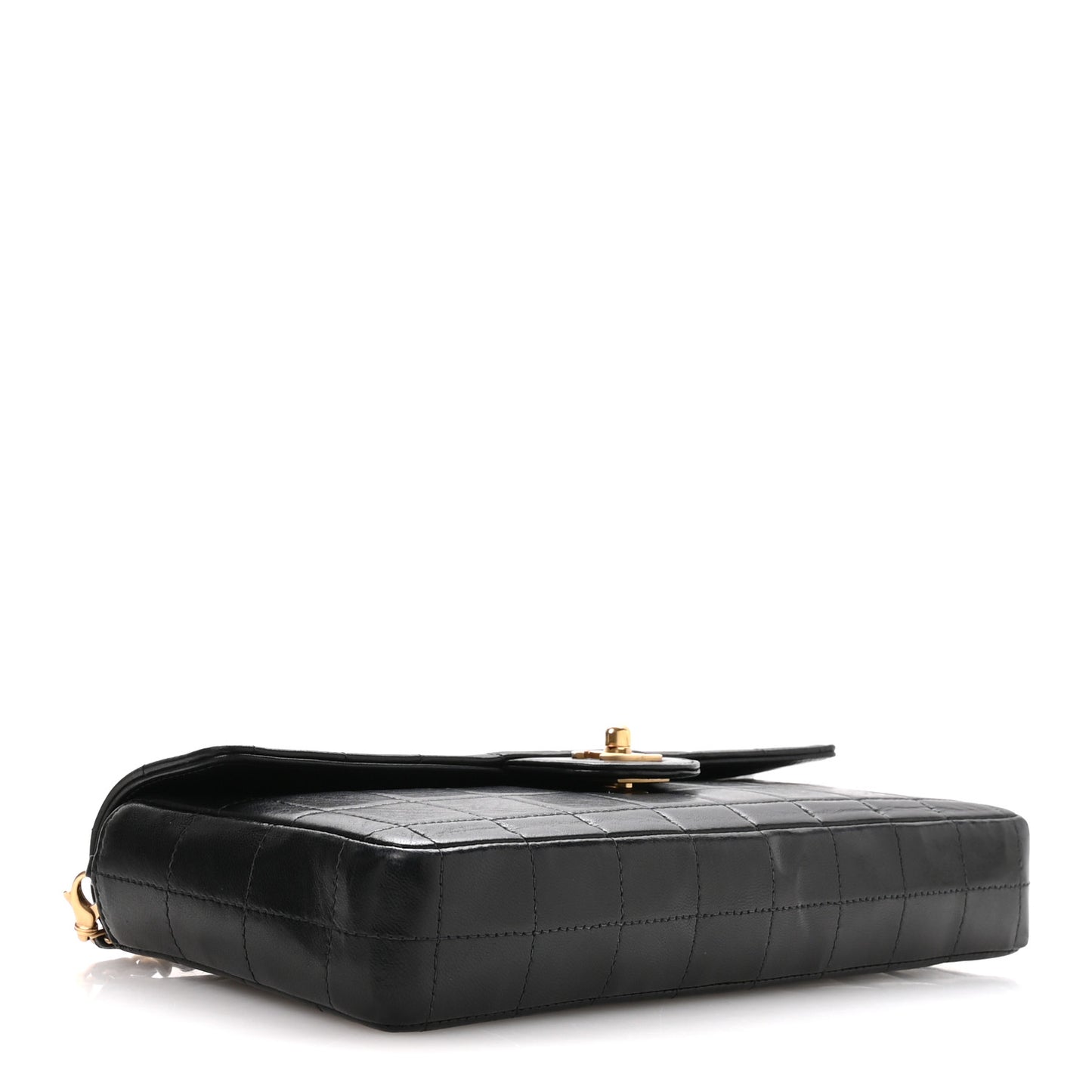Lambskin East West Chocolate Bar Flap Black