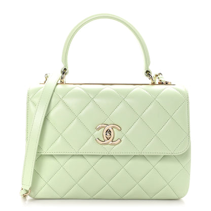 Chanel Lambskin Quilted Small Trendy CC Flap Dual Handle Bag Light Green 1 of 11