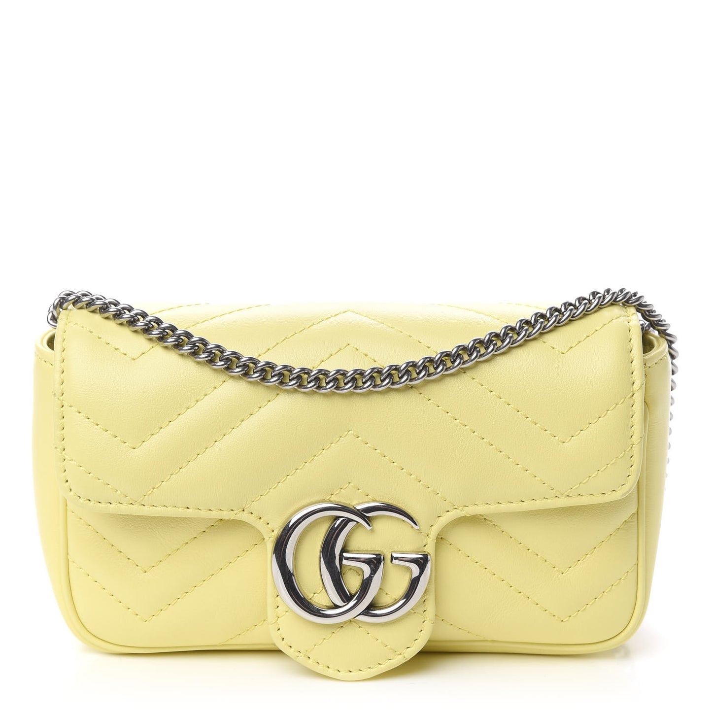 Calfskin Matelasse Super Mini GG Marmont Shoulder Bag Banana