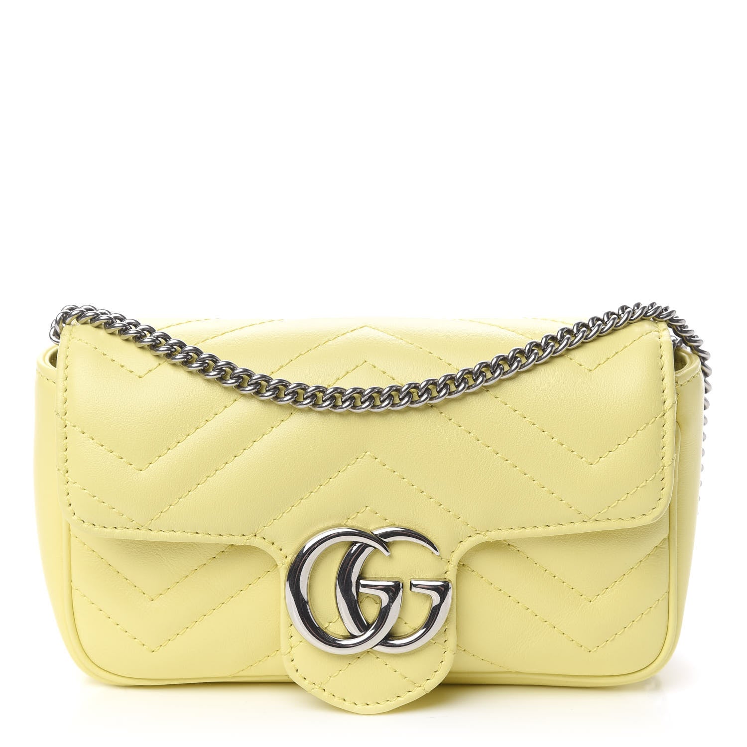 Gucci Calfskin Matelasse Super Mini GG Marmont Shoulder Bag Banana 1 of 11