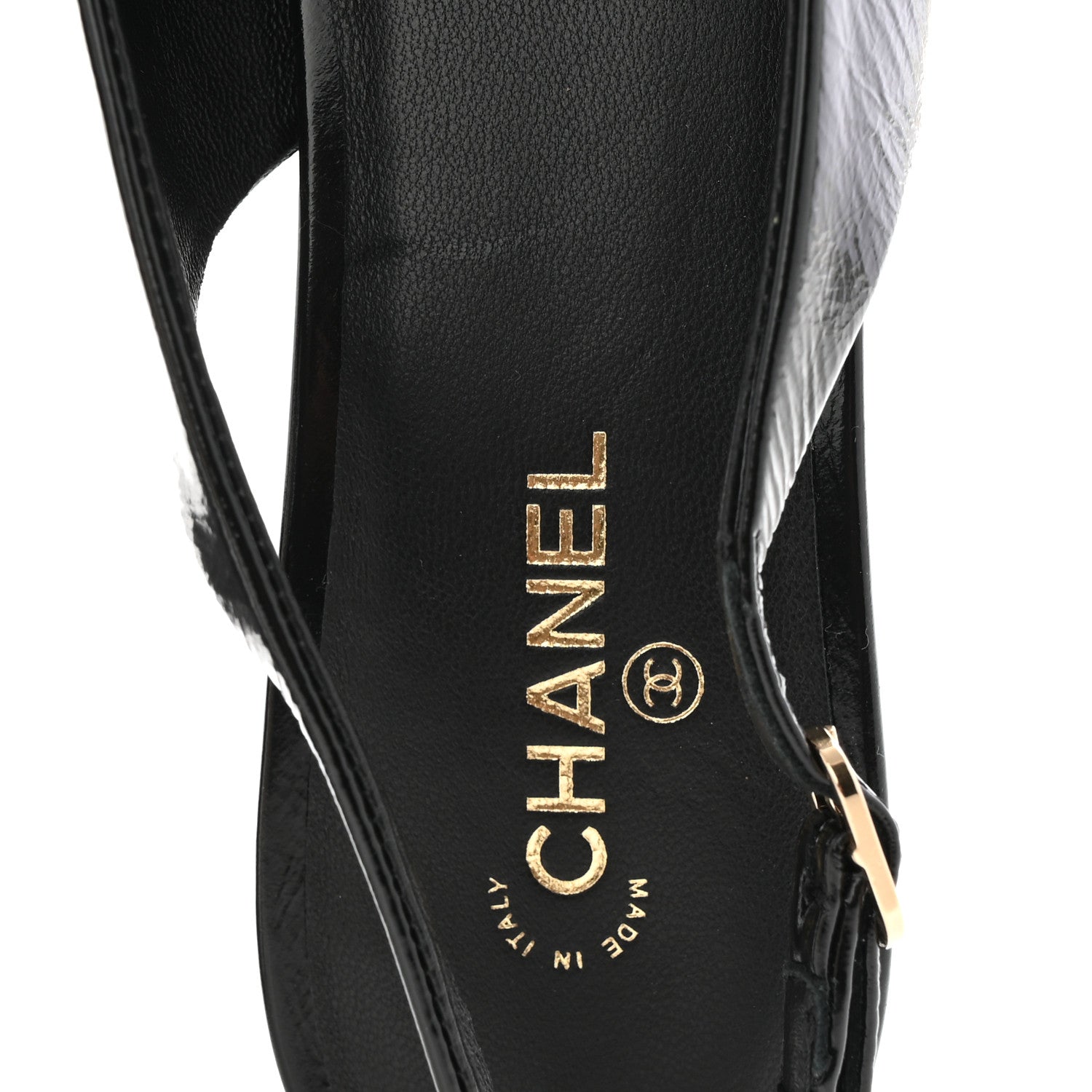 Chanel Crumpled Patent Calfskin CC Bow Slingback Pumps 37.5 Black 8 of 9