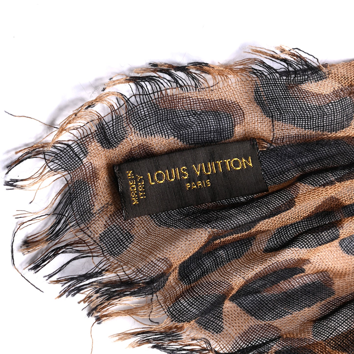 Cashmere Silk Leopard Etole Stole Marron