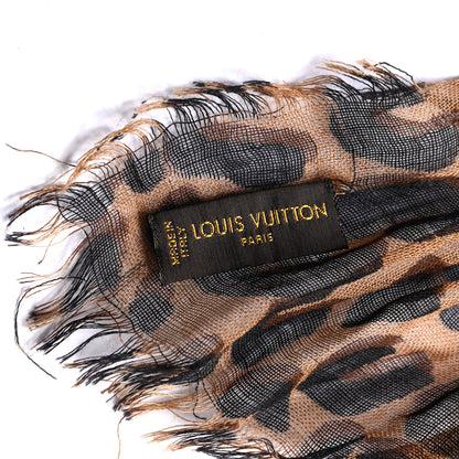 Louis Vuitton Cashmere Silk Leopard Etole Stole Marron 3 of 6