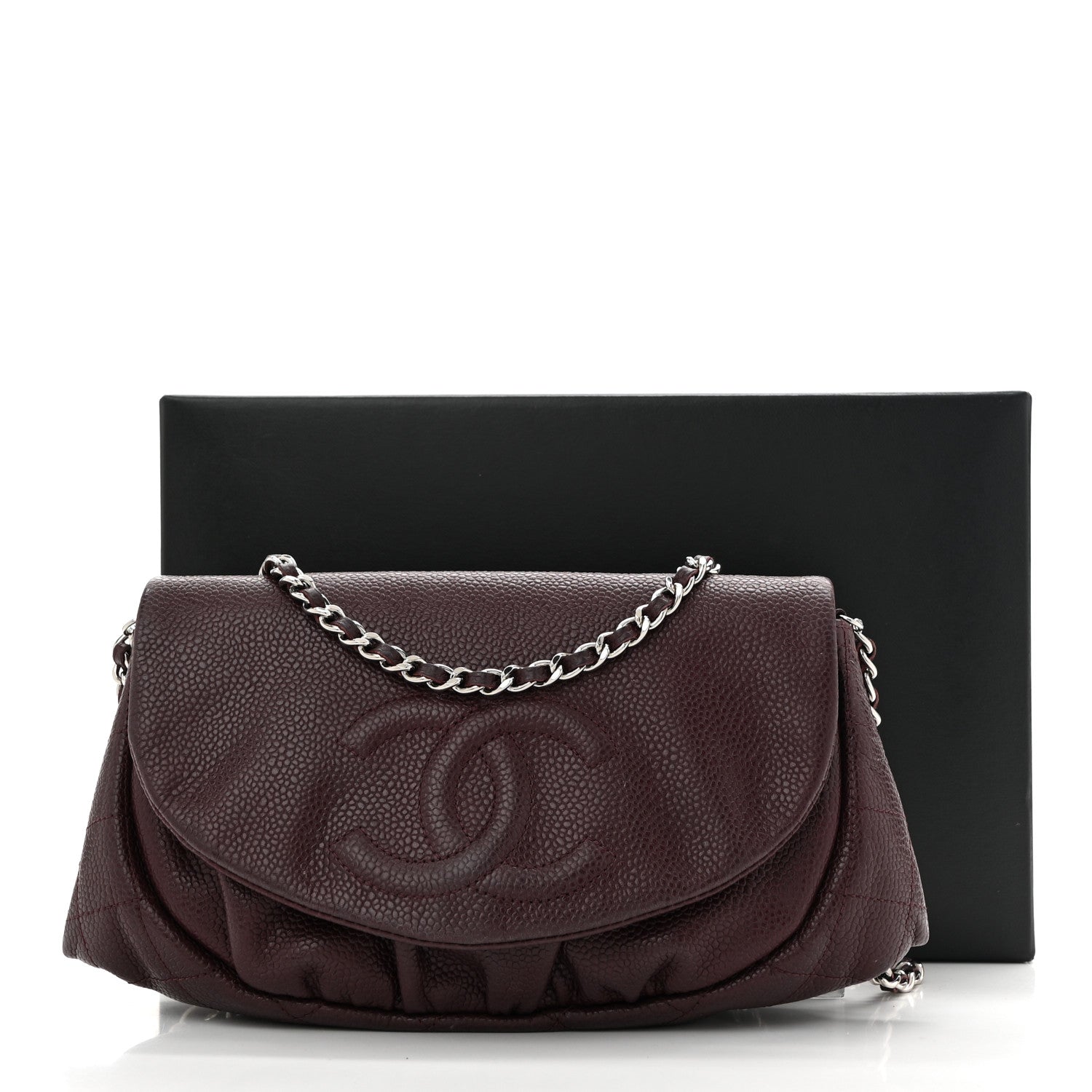 Chanel Caviar Half Moon Wallet On Chain WOC Bordeaux 11 of 11