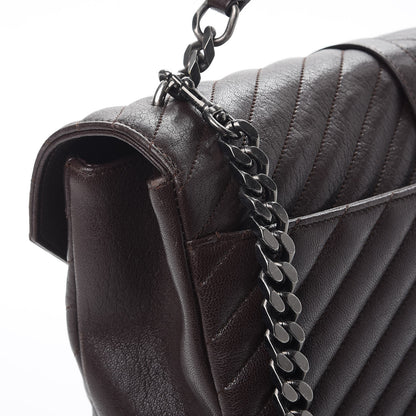 Saint Laurent Sheepskin Matelasse Chevron Monogram Large College Satchel Black Tulip 13 of 17