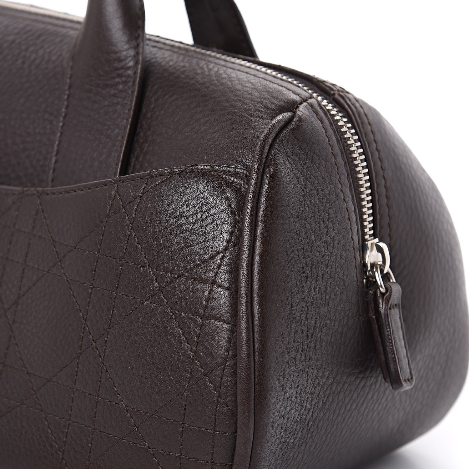 Christian Dior Calfskin Cannage Handbag Dark Brown 11 of 12