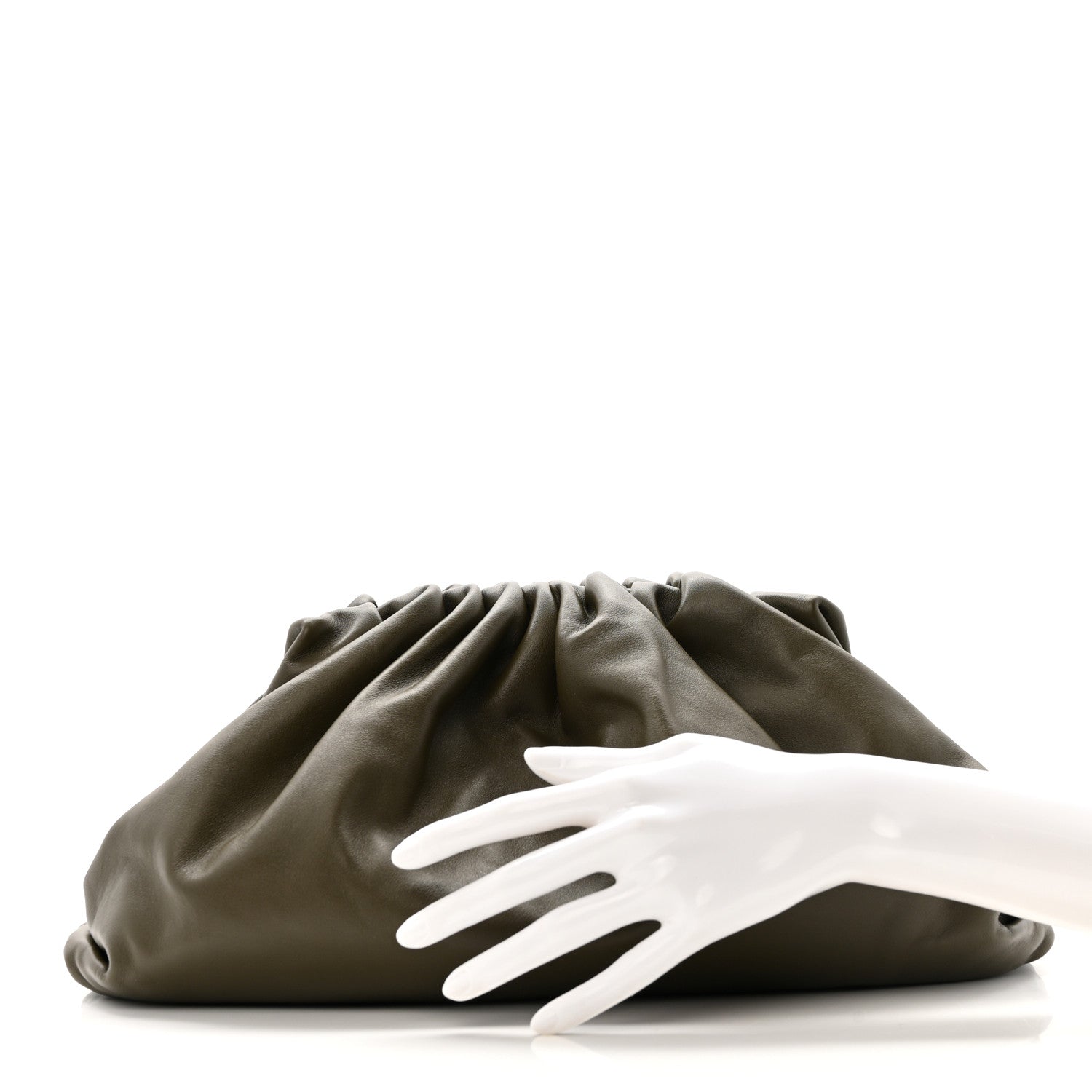 Bottega Veneta Smooth Butter Calf The Pouch Oversized Clutch Kaki Fondent 2 of 9
