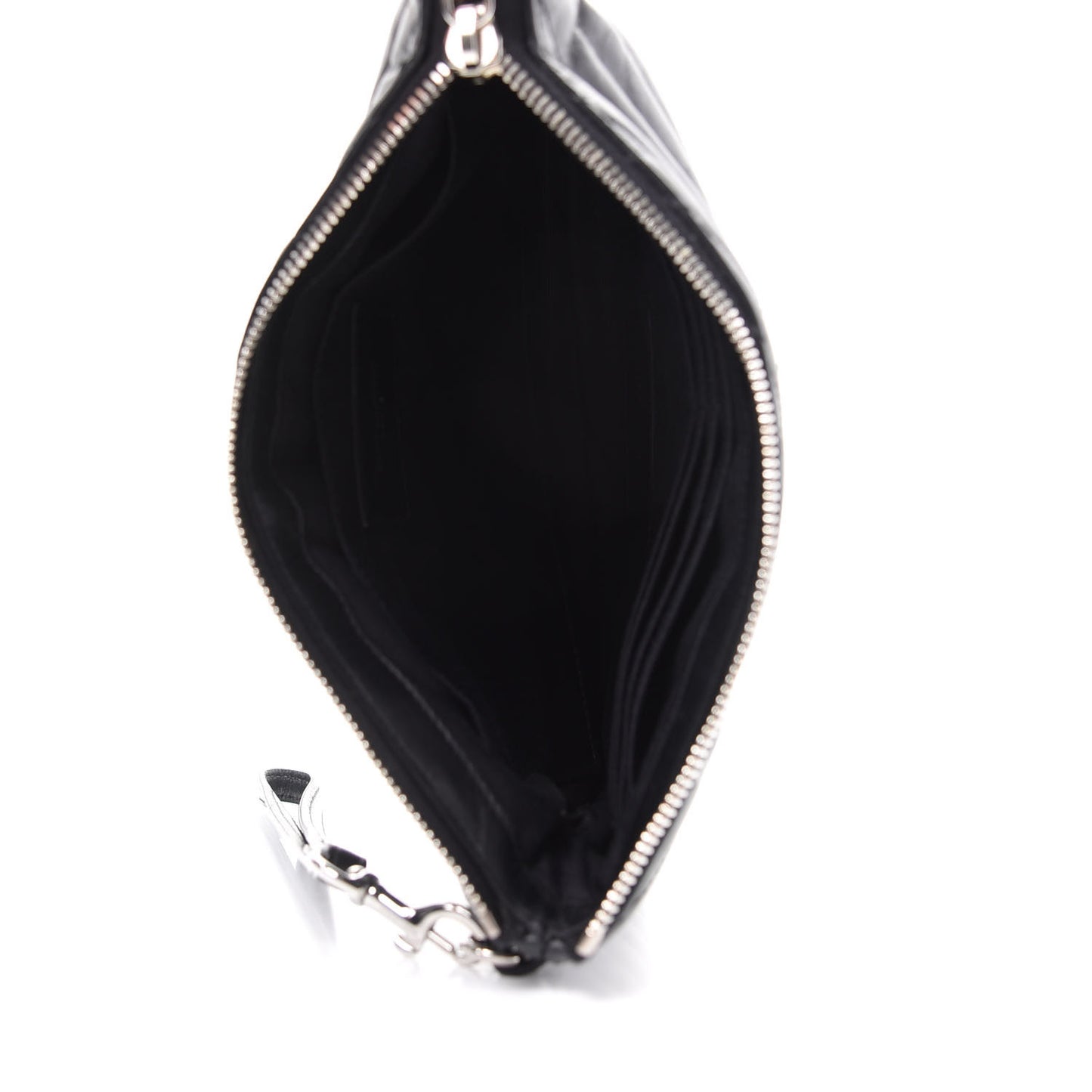 Calfskin Matelasse Chevron Monogram A5 Wristlet Black