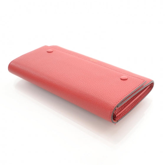 Grained Calfskin Continental Wallet Red