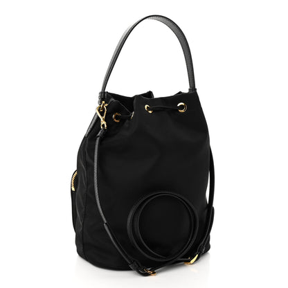 Prada Saffiano Tessuto Nylon Mini Bucket Crossbody Bag Black 3 of 9