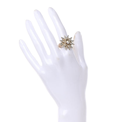 Chanel Crystal Pearl Star CC Ring 6.25 Gold 2 of 8