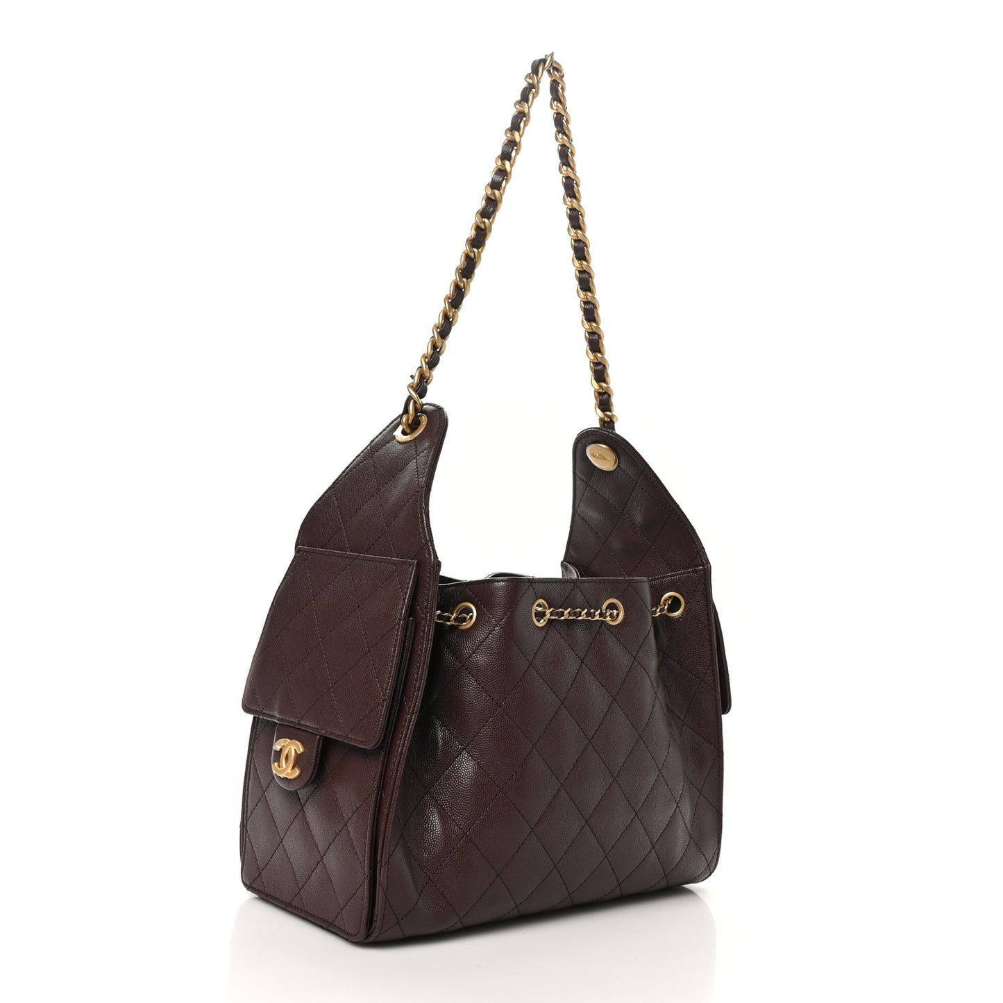 Caviar Quilted Small Chanel 25 Handbag Dark Brown