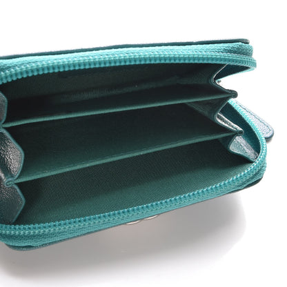 Chanel Metallic Goatskin Quilted Boy Zip Around Coin Purse Wallet Turquoise 5 of 7