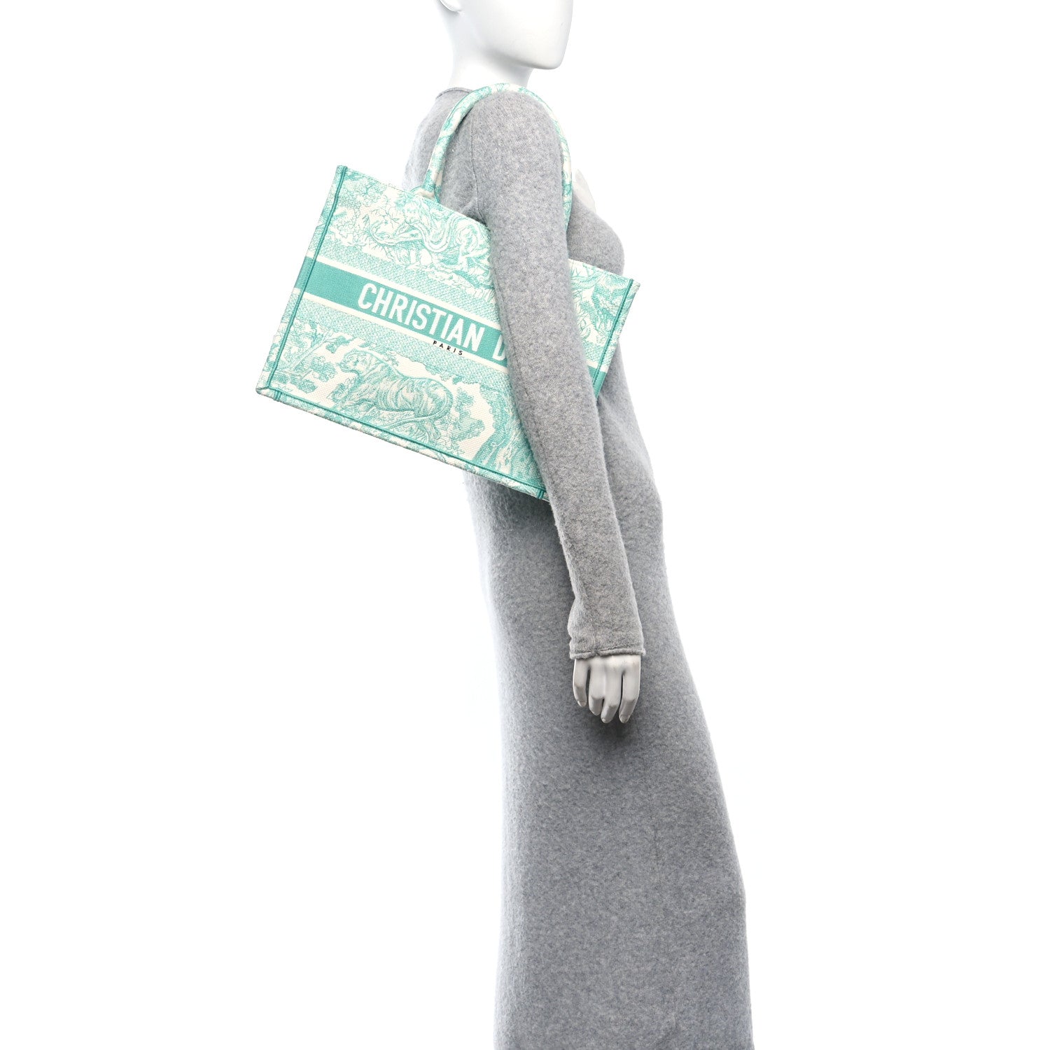 Christian Dior Canvas Embroidered Medium Dioriviera Toile De Jouy Book Tote Aquamarina 2 of 9