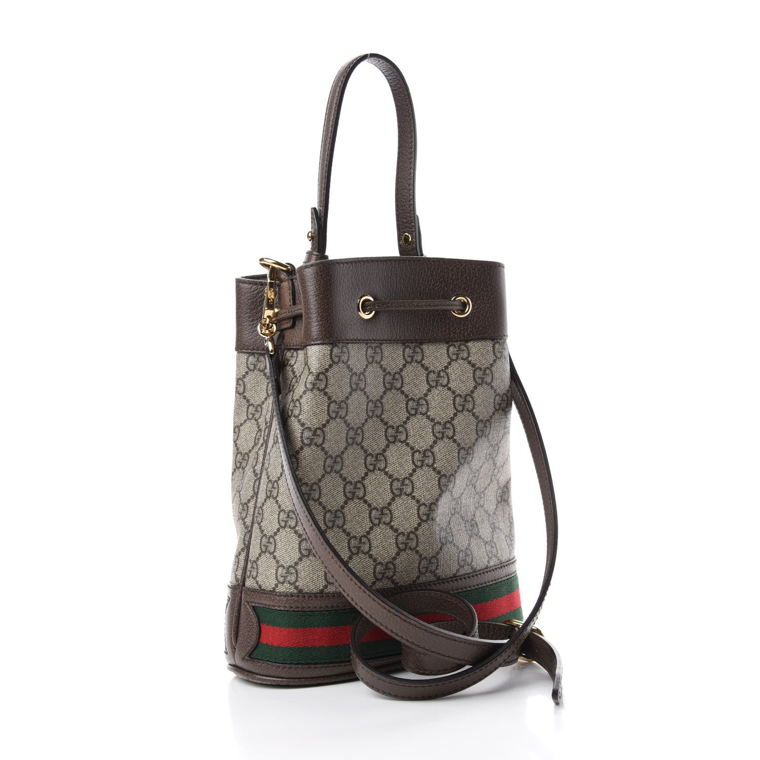 Gucci GG Supreme Monogram Web Small Ophidia Bucket Bag Brown 3 of 12
