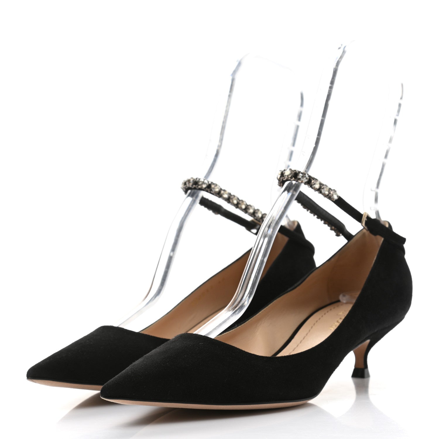 Christian Dior Suede Crystal Diorich Slingback Pumps 38 Black 3 of 8
