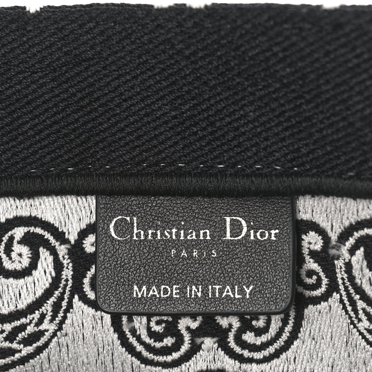 Christian Dior Canvas Embroidered Medium Ornamental Cornely Effect Book Tote Black White 6 of 8