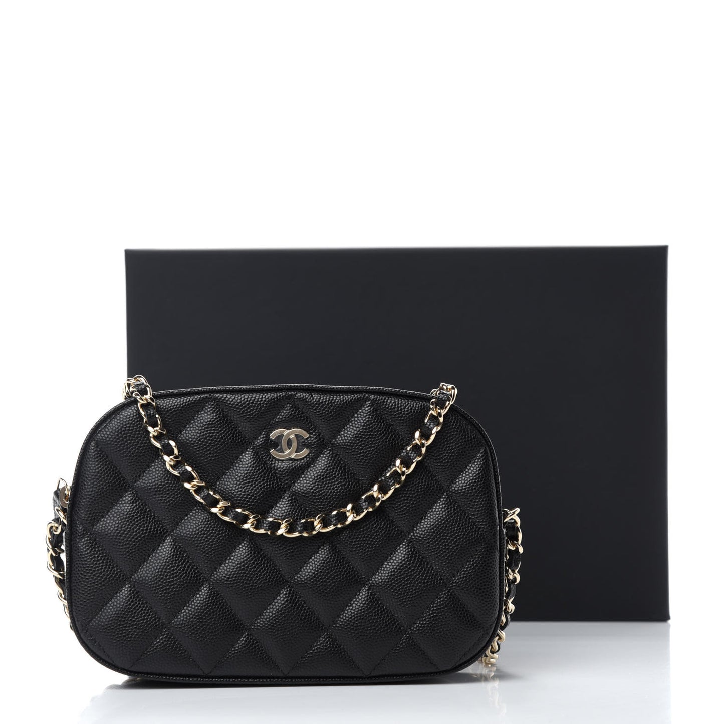 Caviar Quilted Vanity With Chain Black