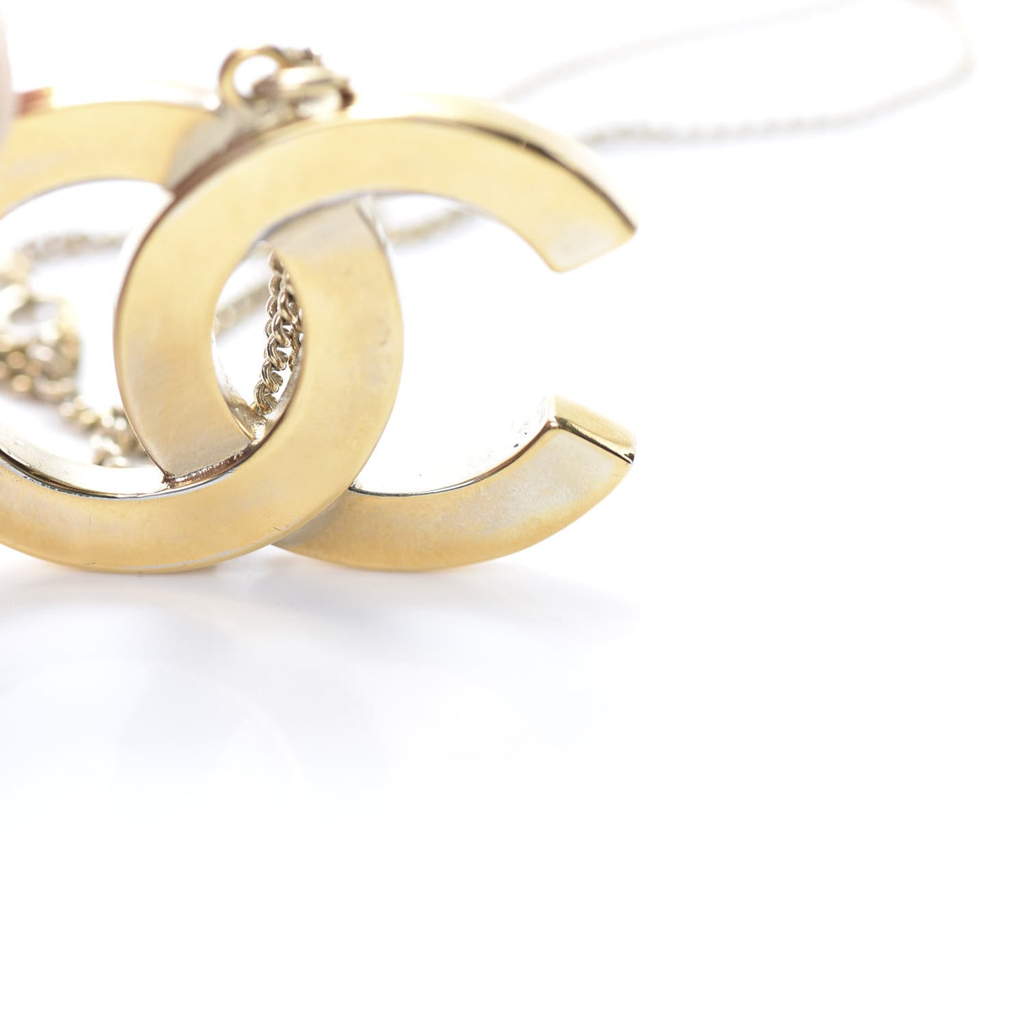 Baguette Crystal Quilted CC Pendant Necklace Gold