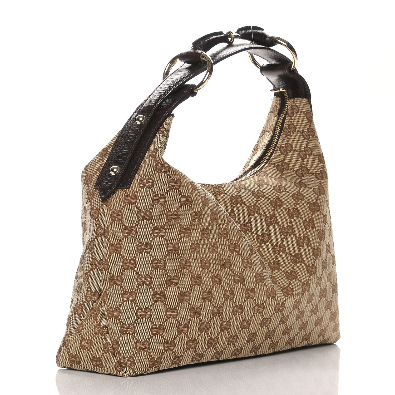 Gucci Monogram Medium Horsebit Chain Hobo Dark Brown 3 of 7