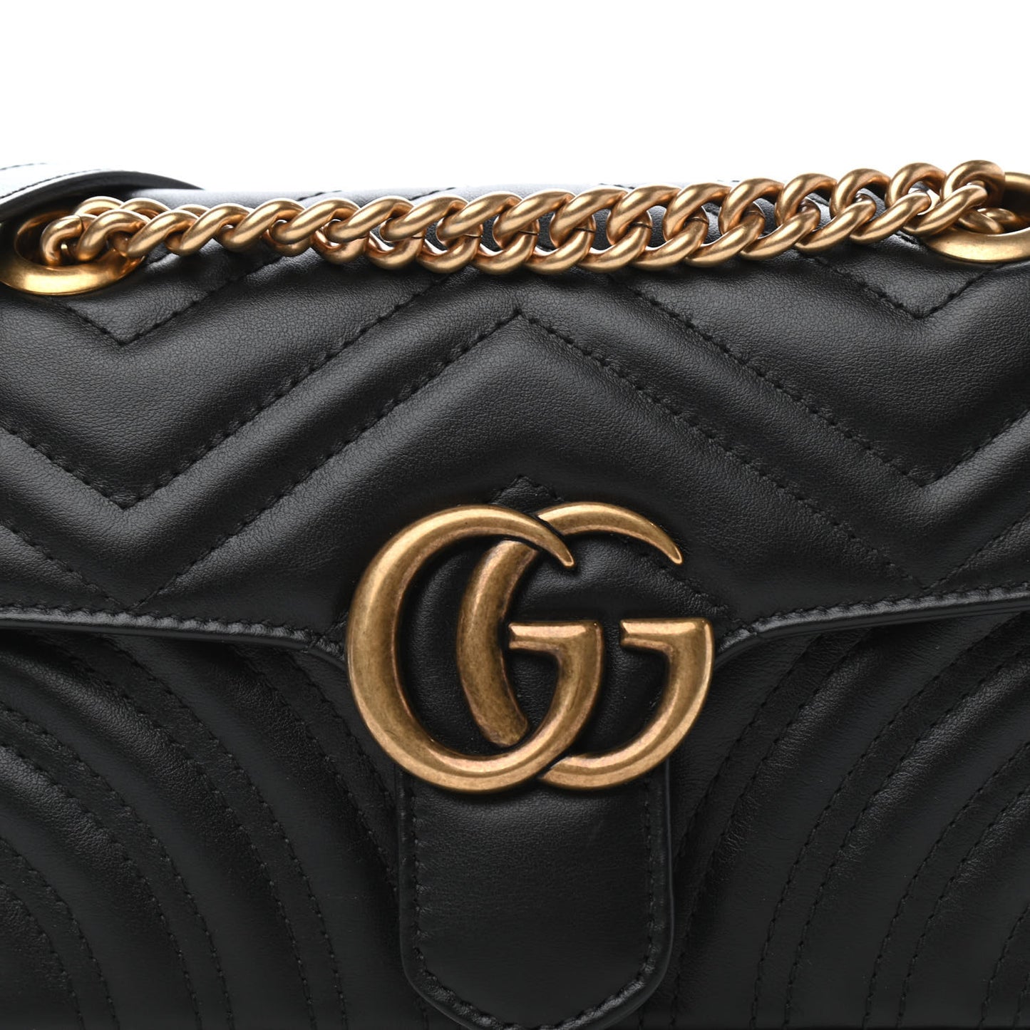 Calfskin Matelasse Mini GG Marmont Shoulder Bag Black