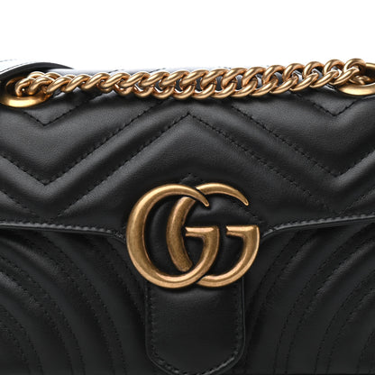Gucci Calfskin Matelasse Mini GG Marmont Shoulder Bag Black 10 of 11