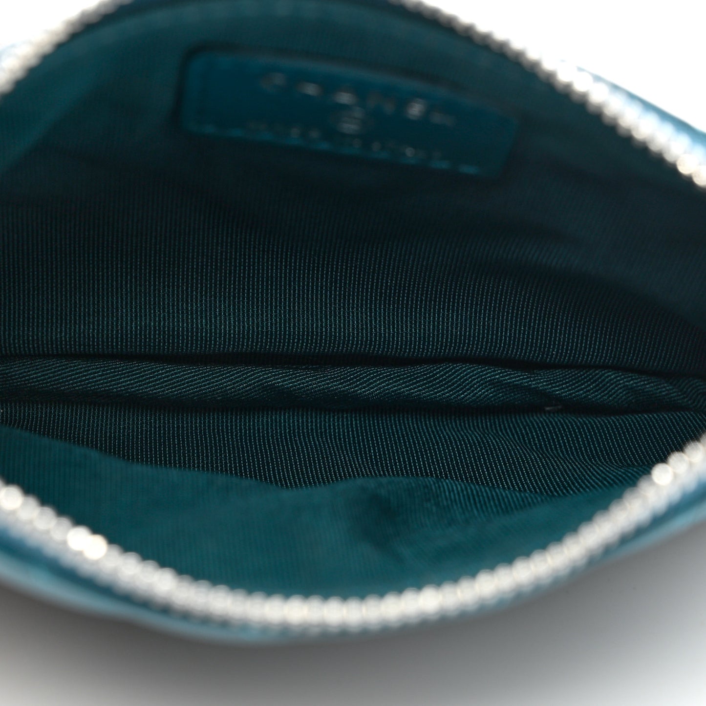 Lambskin Chevron Quilted Studded Small Cosmetic Case Blue