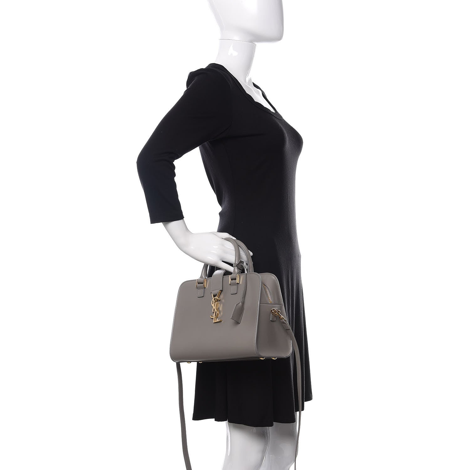 Saint Laurent Calfskin Small Monogram Cabas Fog 3 of 10