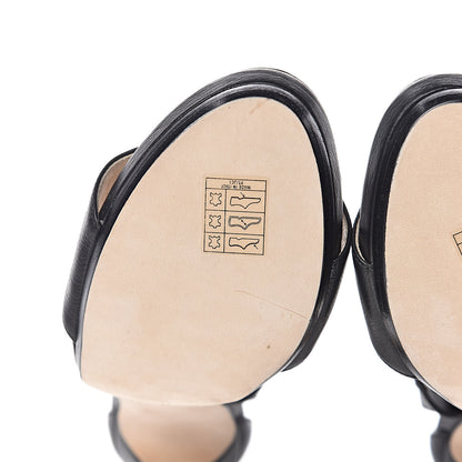 Jimmy Choo Grainy Calfskin Discus Sandals 38.5 Black 8 of 9