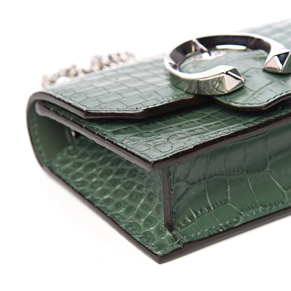 Jimmy Choo Calfskin Crocodile Embossed Mini Paris Crossbody Cactus 6 of 8