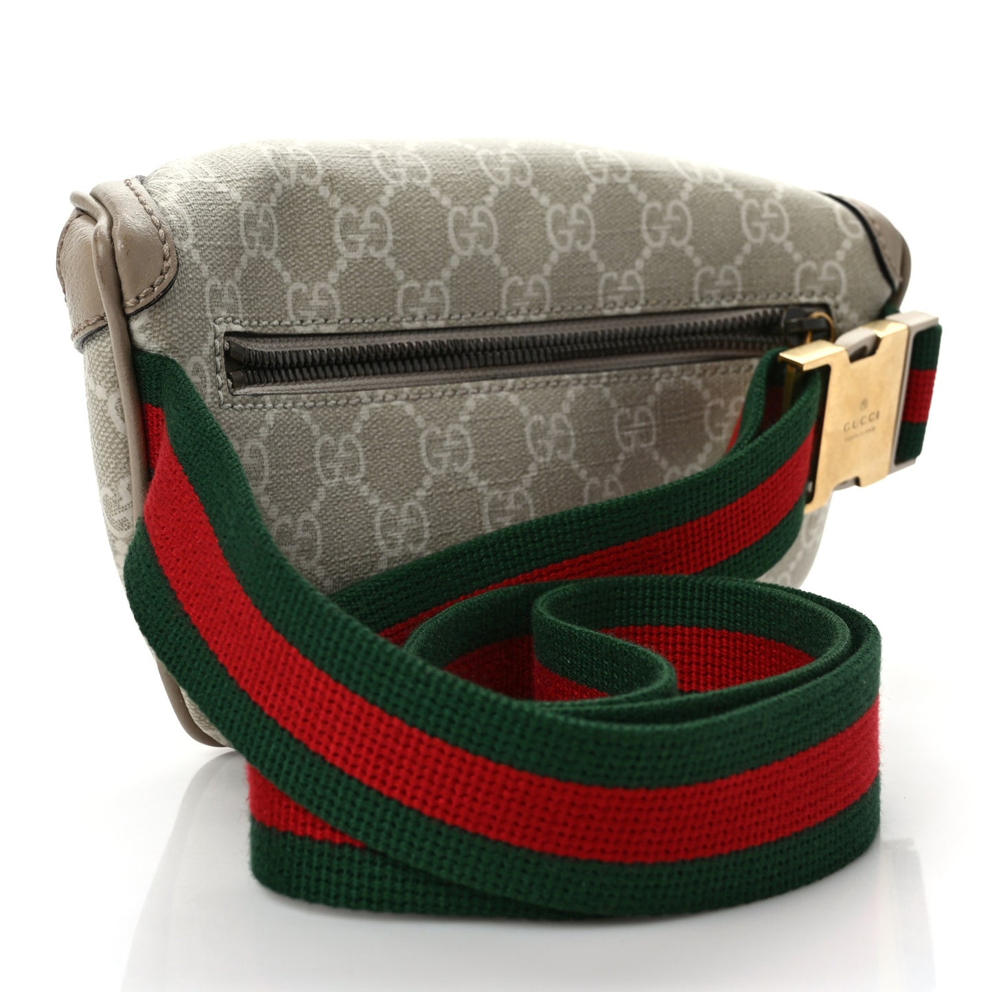 GG Supreme Monogram Textured Calfskin Web Retro Interlocking G Belt Bag Beige Mystic White Oatmeal