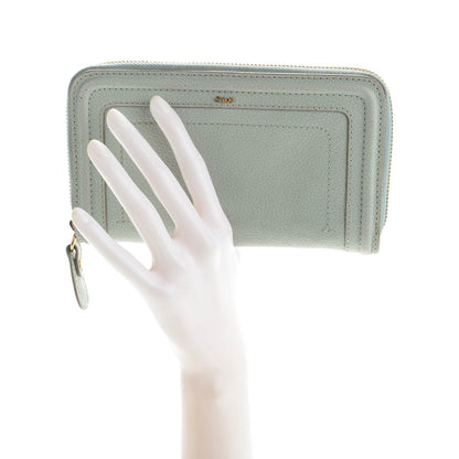 Chloe Grained Calfskin Paraty Long Zip Around Wallet Atoll Blue 2 of 6
