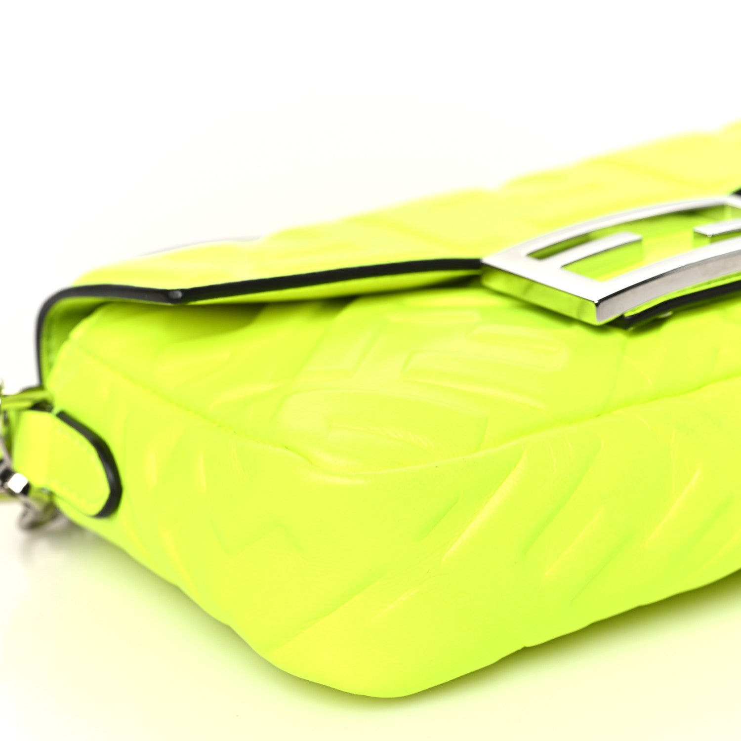 Fendi Nappa FF 1974 Embossed Mini Baguette Neon Yellow 9 of 10
