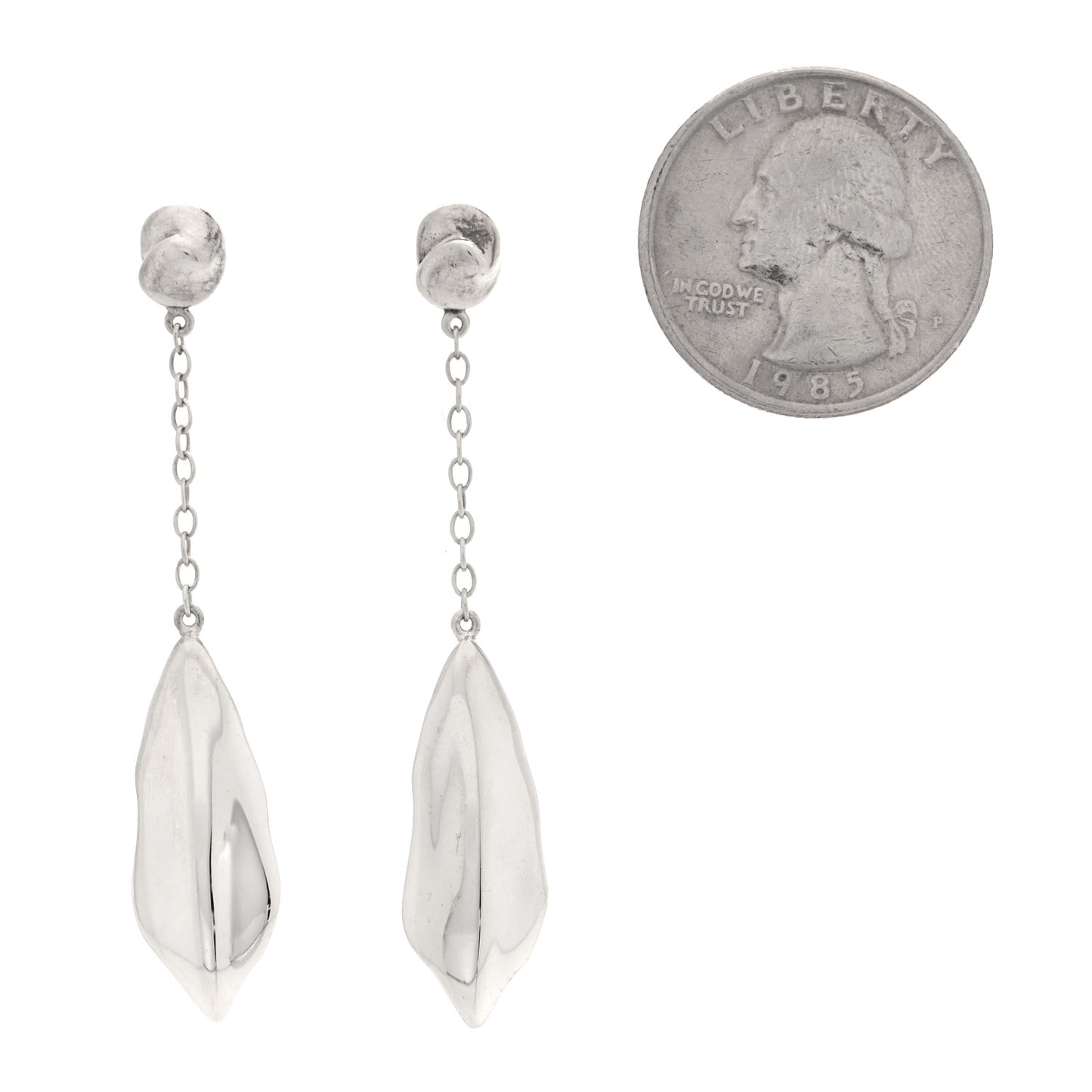 Sterling Silver Elsa Peretti Nature Leaf Drop Earrings
