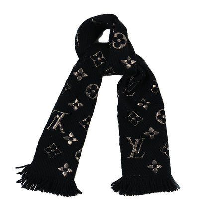 Louis Vuitton Wool Silk Logomania Shine Scarf Black 1 of 5