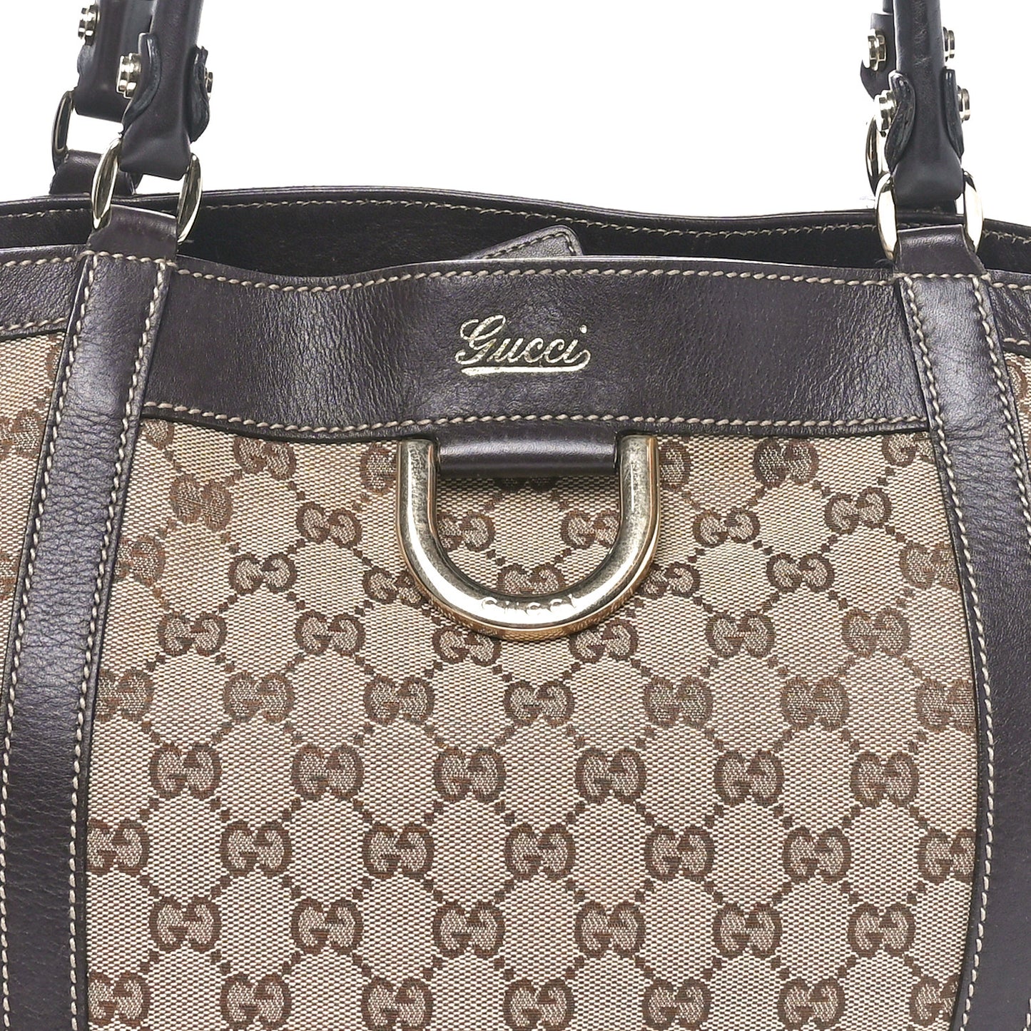 Monogram Medium D Gold Tote Bag Brown