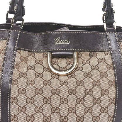 Gucci Monogram Medium D Gold Tote Bag Brown 8 of 10