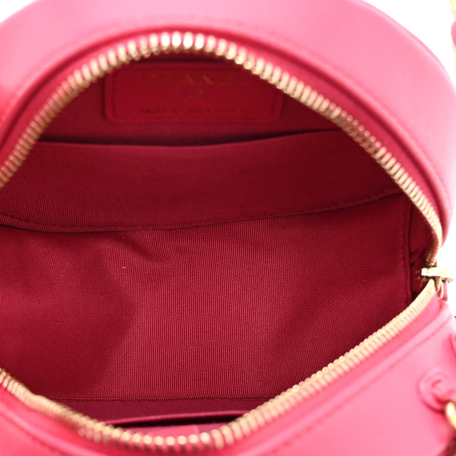 Chanel Lambskin Quilted Chanel 19 Round Clutch With Chain Pink 5 of 10