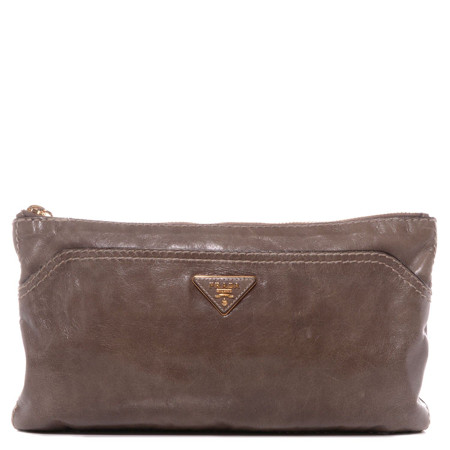 Prada Vitello Shine Pochette Clutch Argilla 1 of 10
