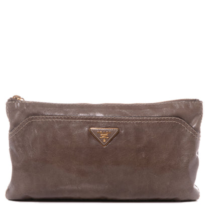 Prada Vitello Shine Pochette Clutch Argilla 1 of 10