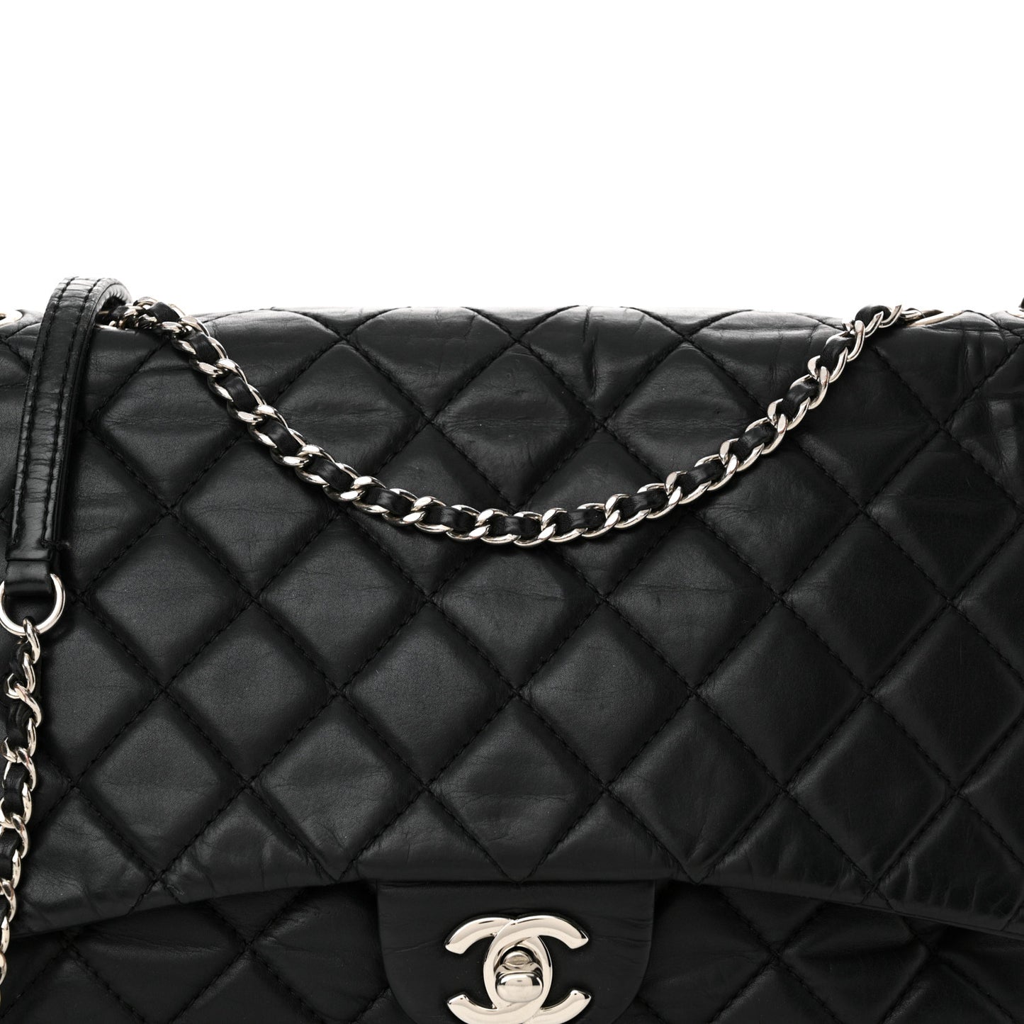 Lambskin Quilted Jumbo Chanel 3 Flap Black