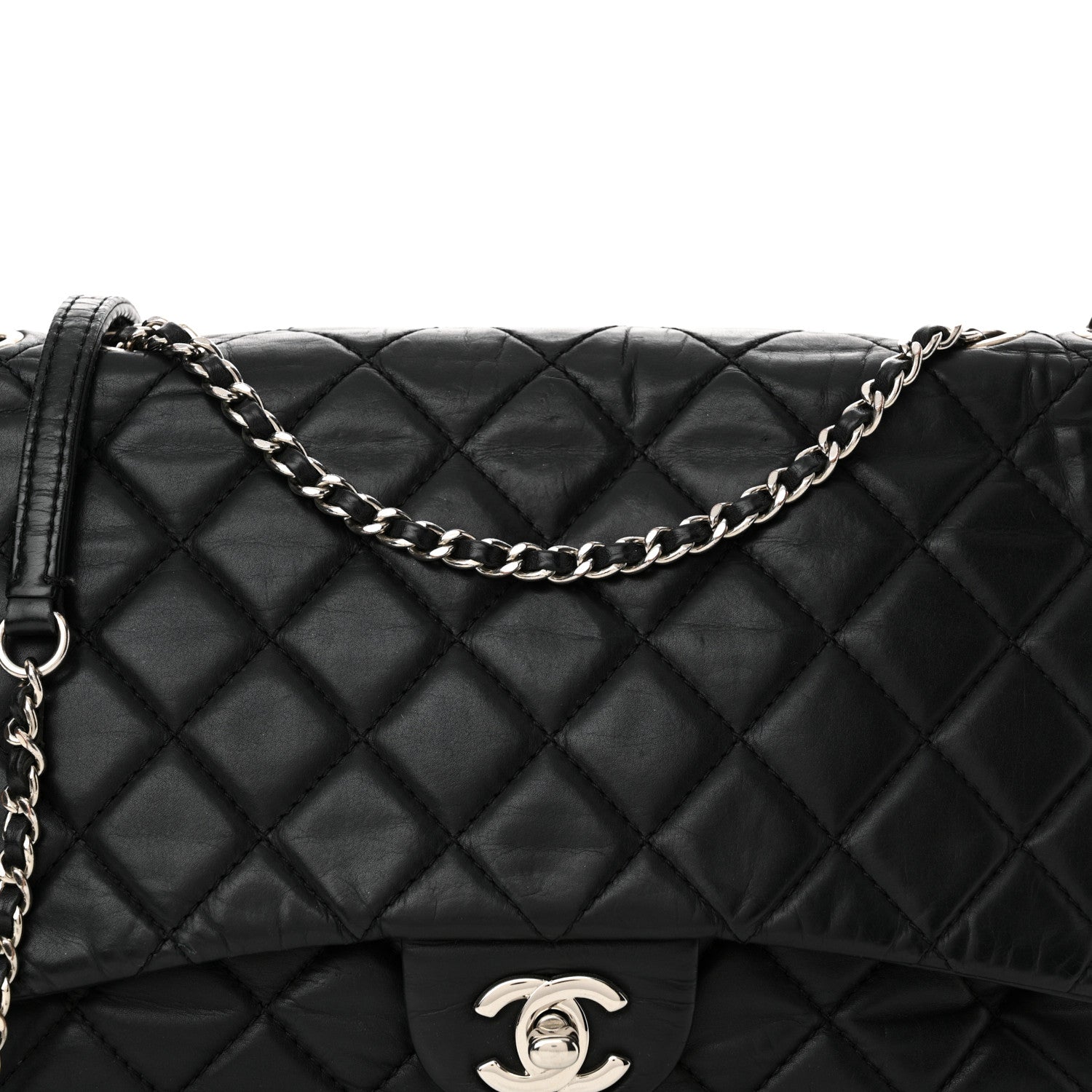 Chanel Lambskin Quilted Jumbo Chanel 3 Flap Black 8 of 13