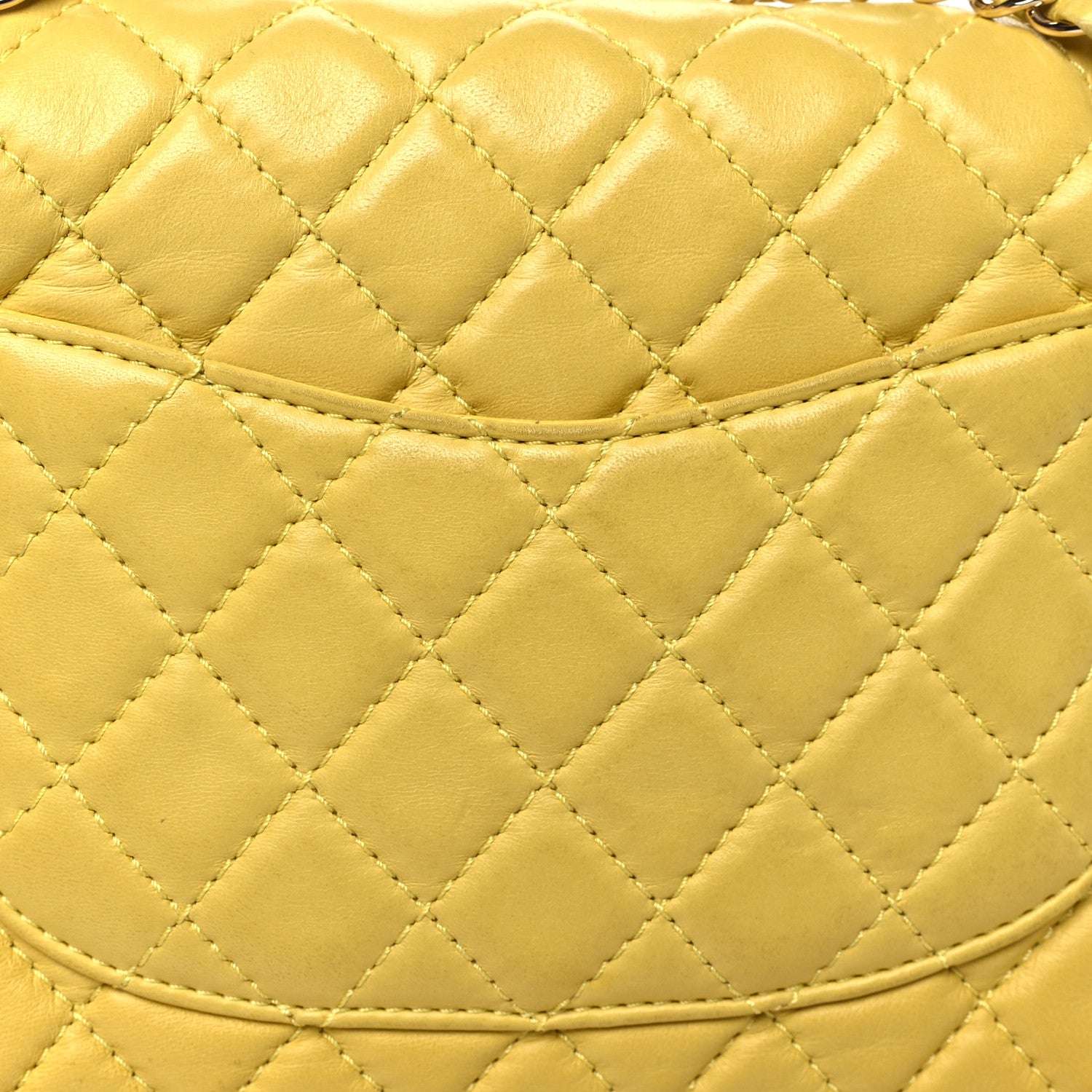 Chanel Lambskin Quilted Medium Double Flap Yellow 11 of 12