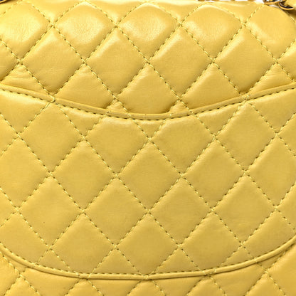 Chanel Lambskin Quilted Medium Double Flap Yellow 11 of 12