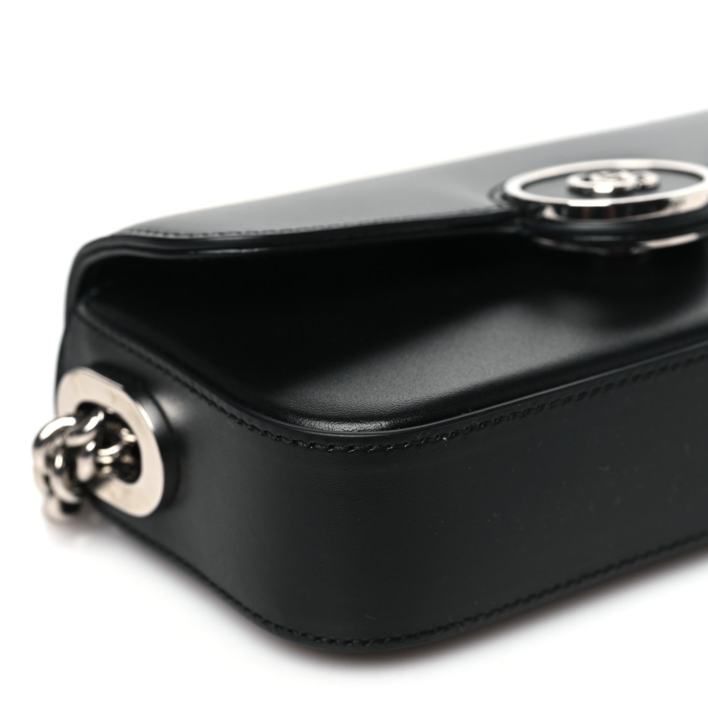Senna Calfskin Petite GG Top Handle Shoulder Bag Black