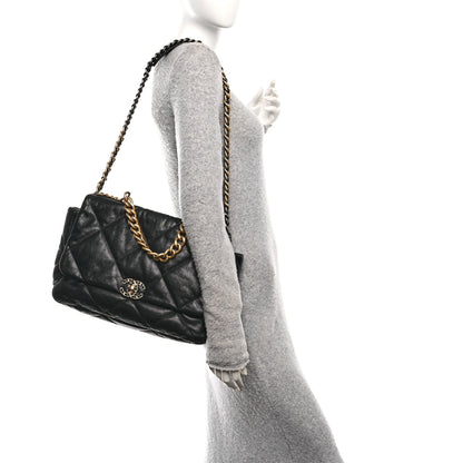 Chanel Goatskin Quilted Maxi Chanel 19 Flap Black 2 of 10
