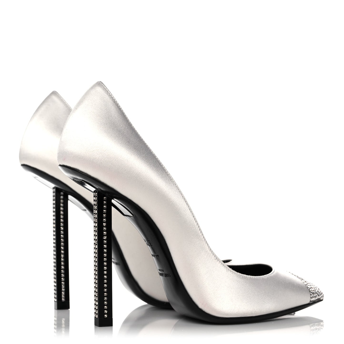 Satin Crystal Embellished Tower 110 Pump 37.5 White