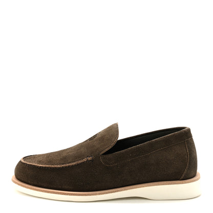 Hermes Suede Calfskin Mens Low Loafers 41.5 Ecorce 1 of 10