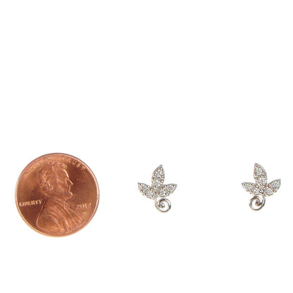 Tiffany 18K White Gold Diamond Paloma Picasso Olive Leaf Earrings 2 of 5