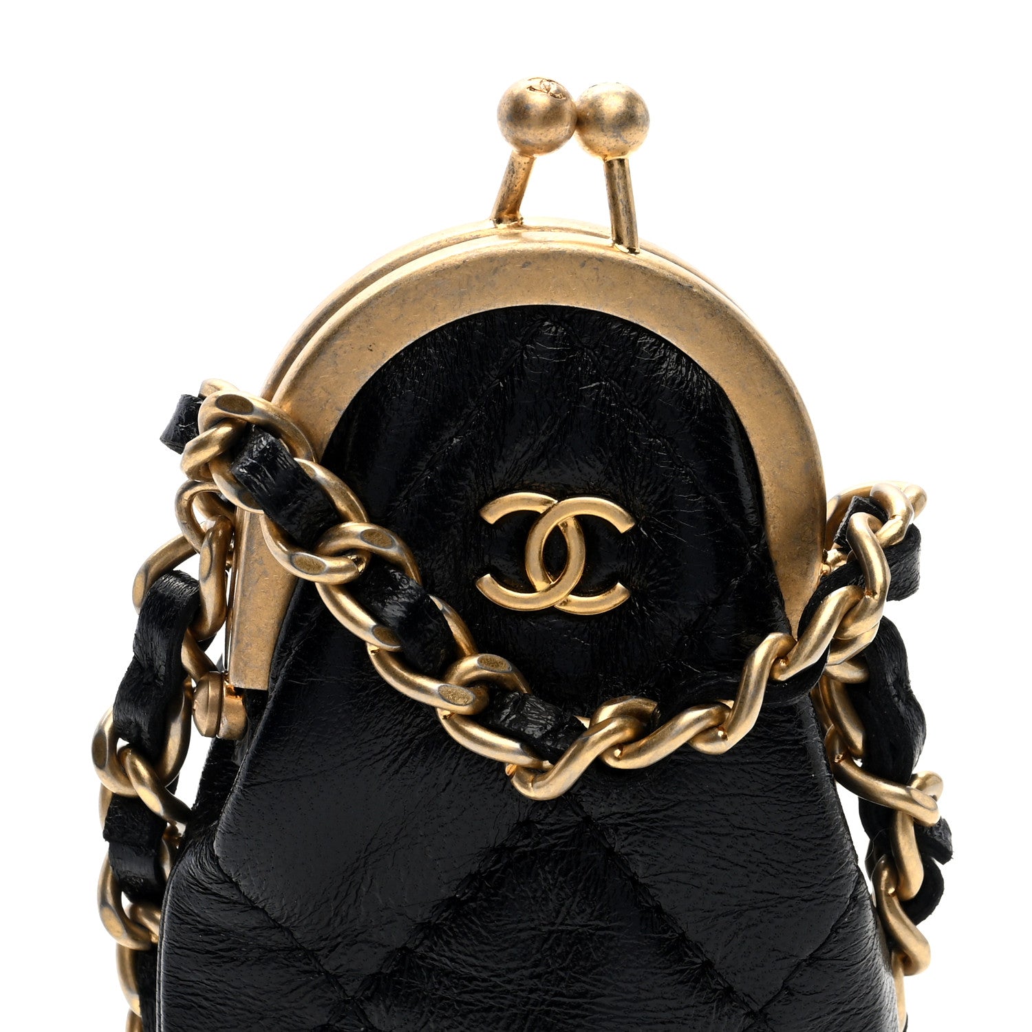 Chanel Lambskin Quilted Lipstick Case On Chain Black 1691368